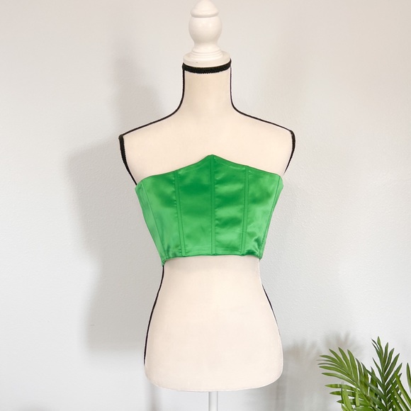 Heiress Beverly Hills Dresses Corset Slip crop top satin green - Picture 2 of 14
